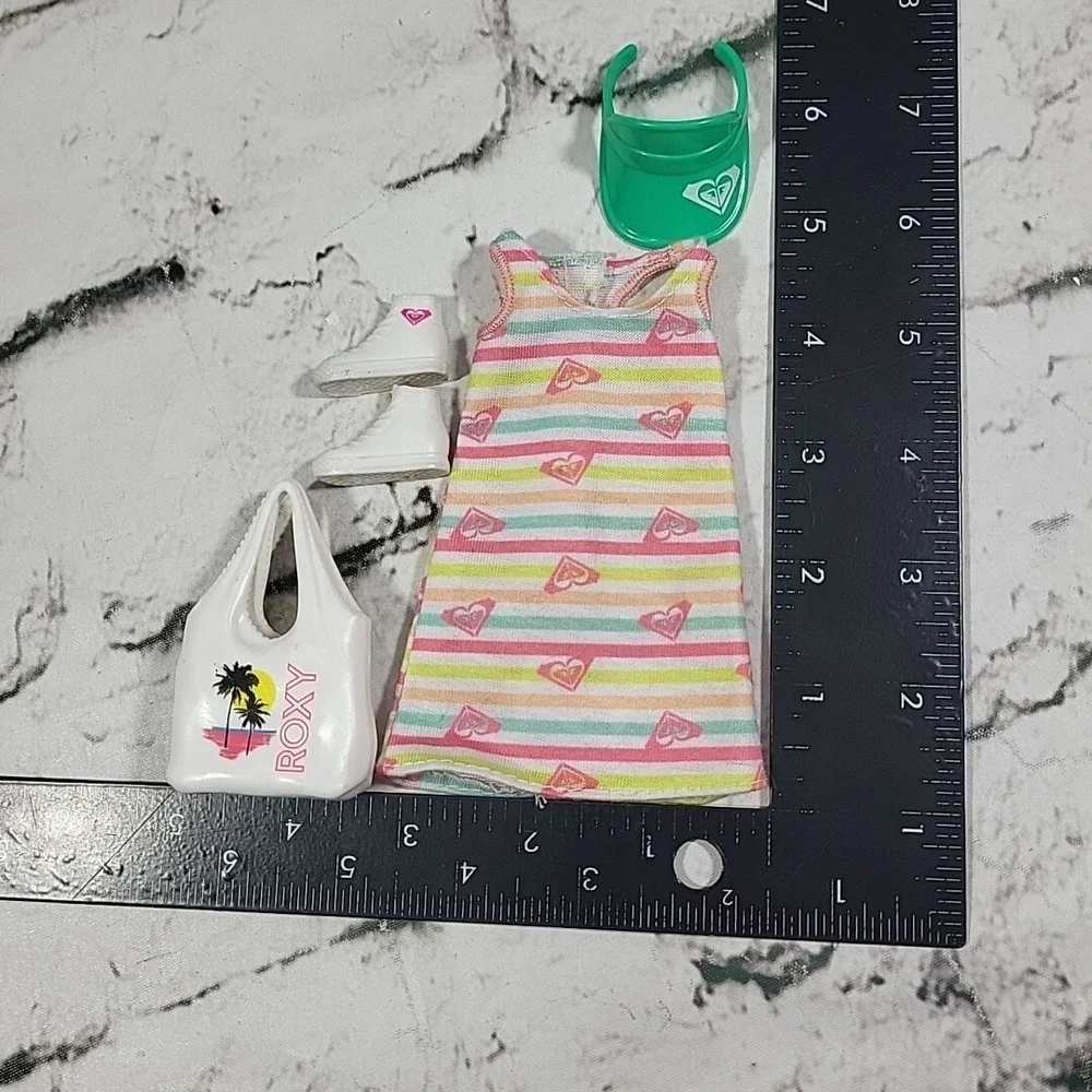 Barbie‎ Fashion Pack Roxy Brand Clothes Outfit Lot Dress Visor Hat Shoes Bag